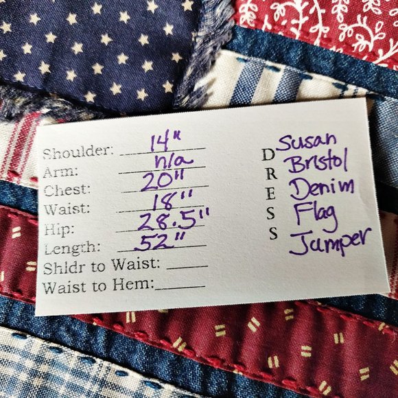 Vintage 1990s Susan Bristol Jumper Dress American Flag Folk Art Cottage Core 8 - Picture 12 of 12